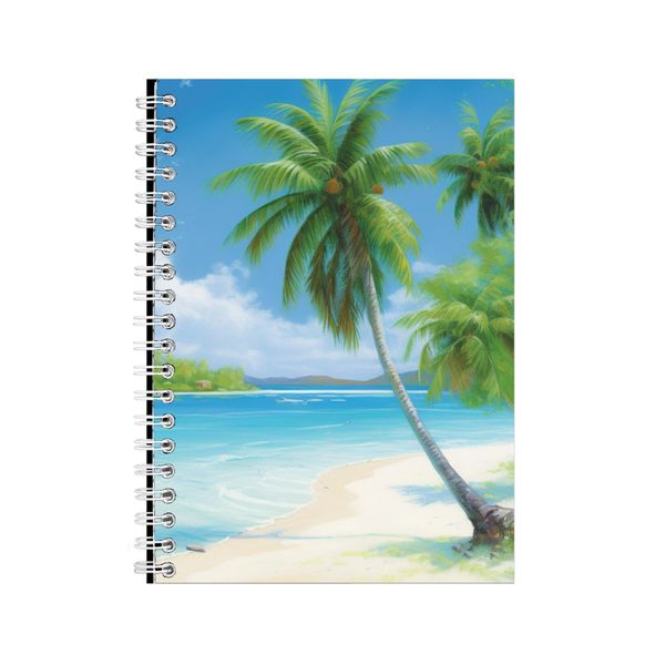 Island1 A5 Notebook Spiral Lined Tropical Island Graphic Notepad Present102