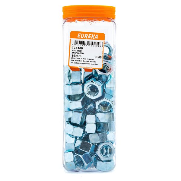EUREKA Hex Nuts Zinc Plated 16mm Q:60 T7A180