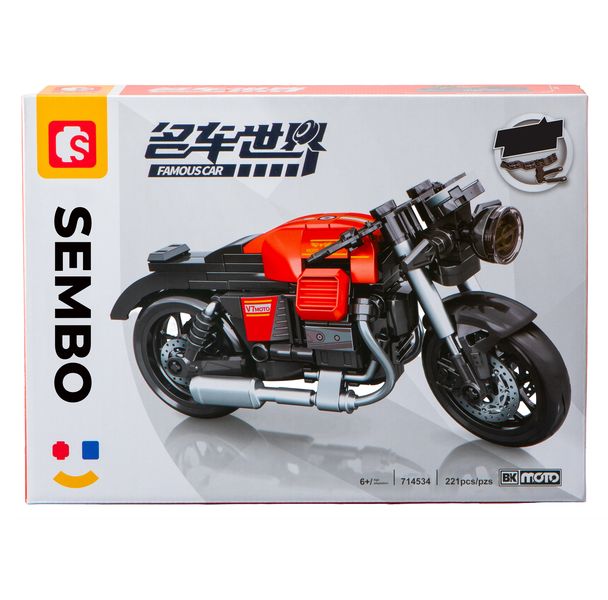 Sembo Classic Red Guzzi Cruiser Motorcycle (221 Pieces) - 17.6cm Long