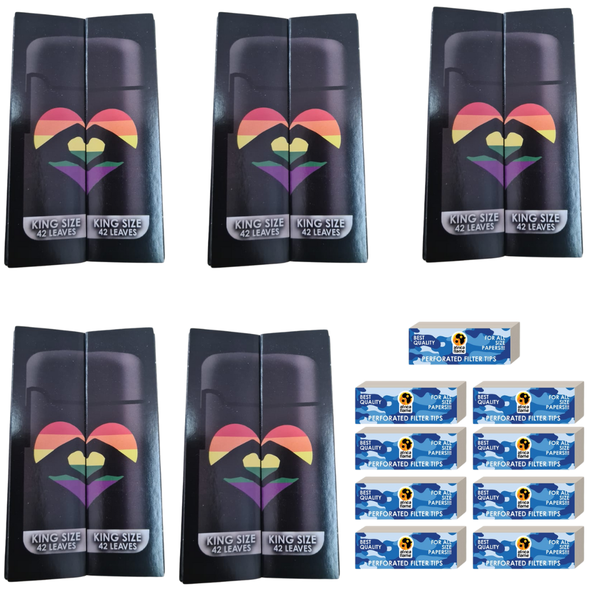Value Pack - 10 Africa Flame Rolling Papers And 9 Filters Tips - Heart