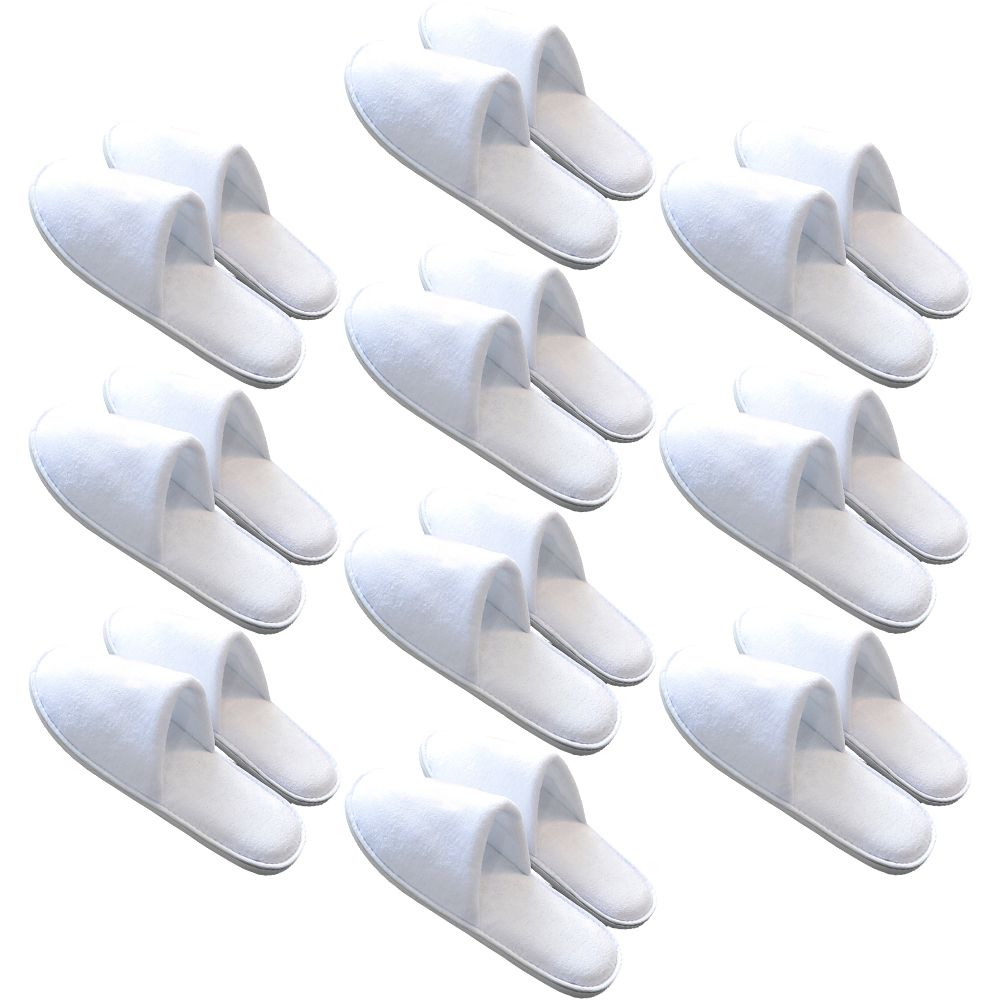 10 Pairs of Hotel Slippers Set, Sponge, Rubber Sole, Universal Size