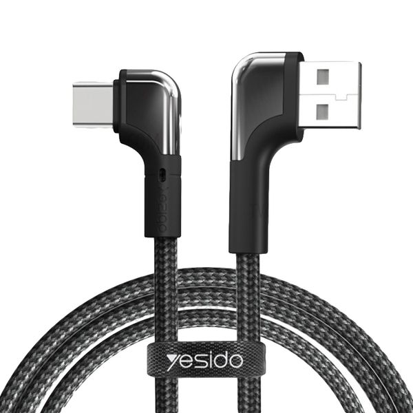 YESIDO CA80 1.2m 2.4A USB to Type-C Elbow Type Data Cable for Gaming