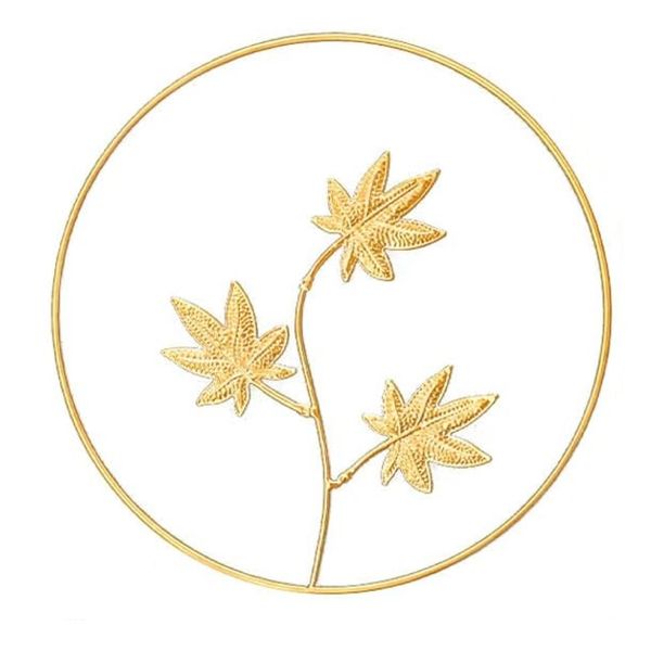 Decor Ginkgo Gold Leaf Wall Decoration Round - 24cm - Double Petal