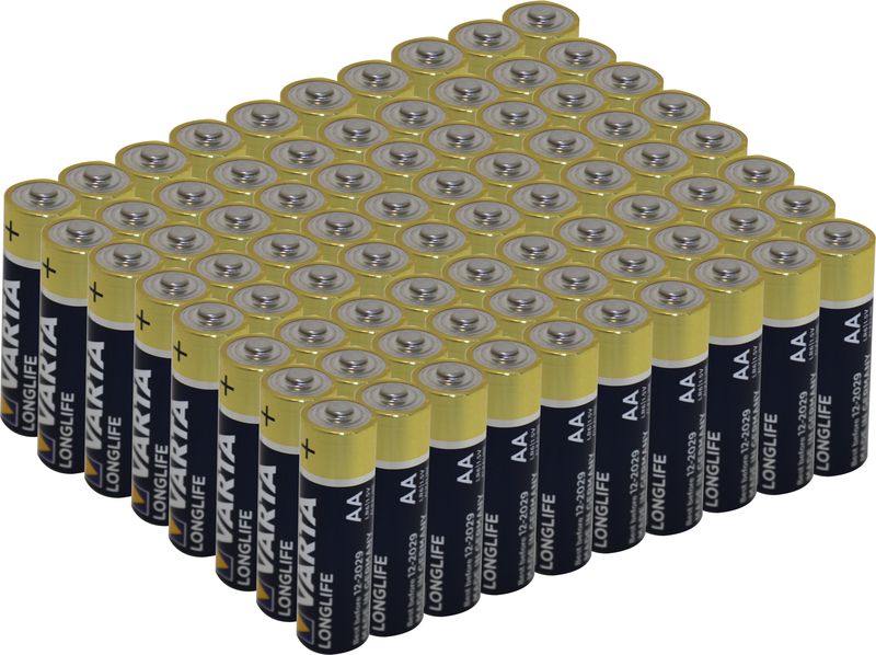 Varta - Longlife Batteries AA Bulk Pack 80 Pieces (20X4Packs)