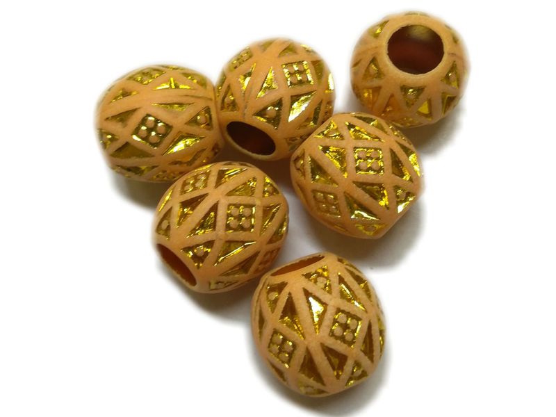 BEAD COOL - Plastic Bead - Hair Bead - 25pcs - Gold colour engraved