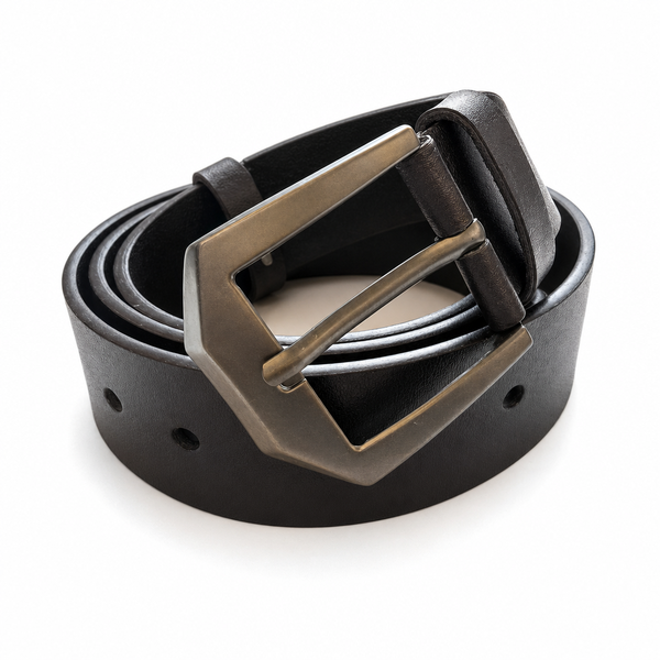 Men Black Leather Belt Pin Buckle Leather Belt for Men