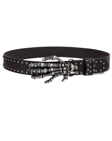 Skeleton Hand Buckle Studded Belt - Gothic Punk Style Belt