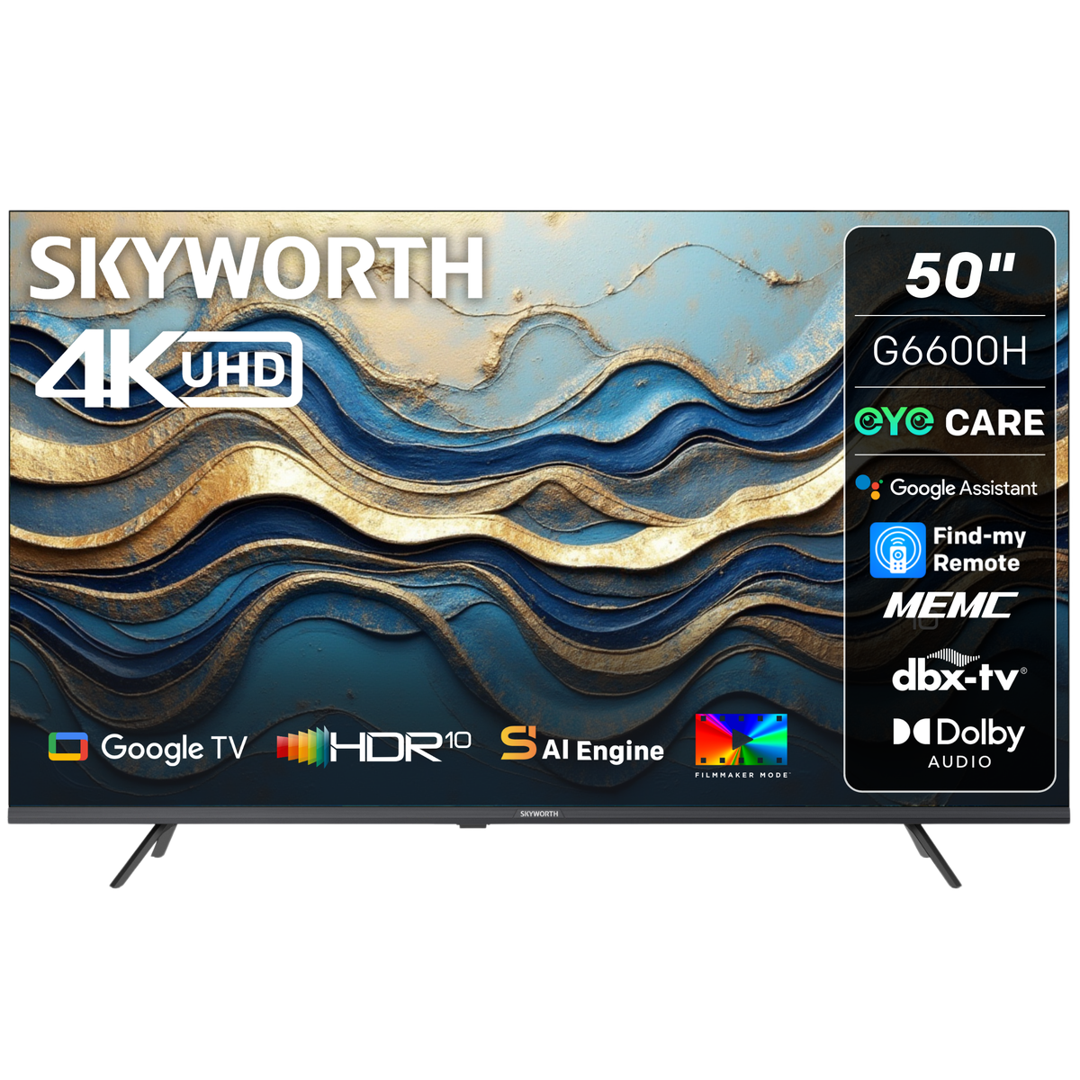 Skyworth 50" G6600H 4K UHD Google Smart Tv with Eye Care