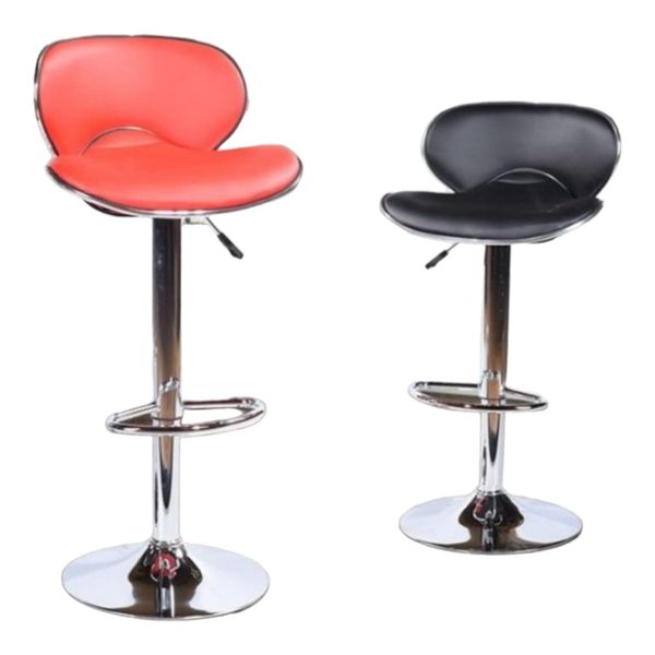 Smte - Bar Stools with Arms and Chrome Base - Set of 2 -Black &amp; Red
