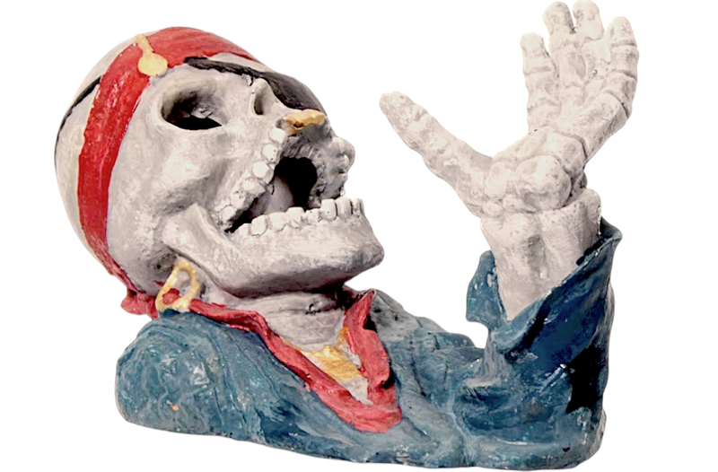 Pirate Skull Wine Bottle Holder &amp; Aquarium Ornament - Resin Decor
