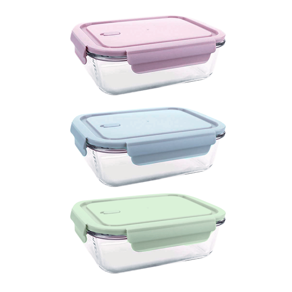 Leak-Proof Glass Food Containers 1.04 Litre - 3 Pack