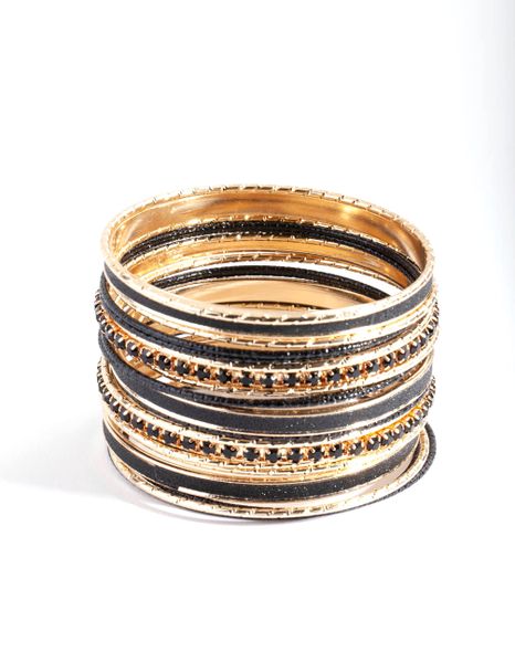 Gold and Black Bangle 20 Pack