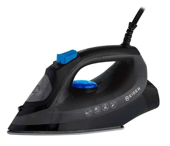 Eiger Black Ceramic Soleplate Self-Cleaning Clothes Steam Iron 2200 W V