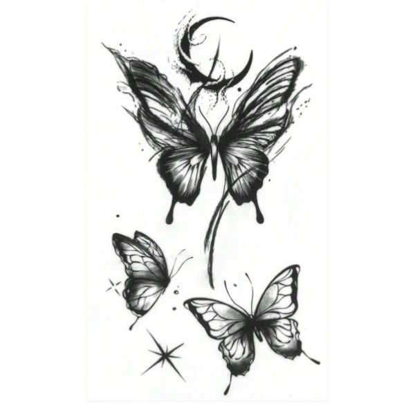 1 Piece - Sophisticated Butterfly Temporary Tattoo- Black