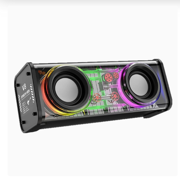 Bluetooth Speaker , Colorful RGB Lights, Transparent Mecha Shell