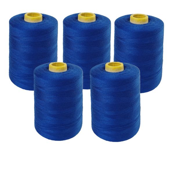 5 x Cotton Thread Sewing Thread Reel String For Sewing Machine 3000m - Blue