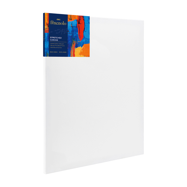 DELI EC279-9 Stretched Canvas 50×60cm, 100% Cotton, Sturdy MDF Backing, Professional Painting Surface