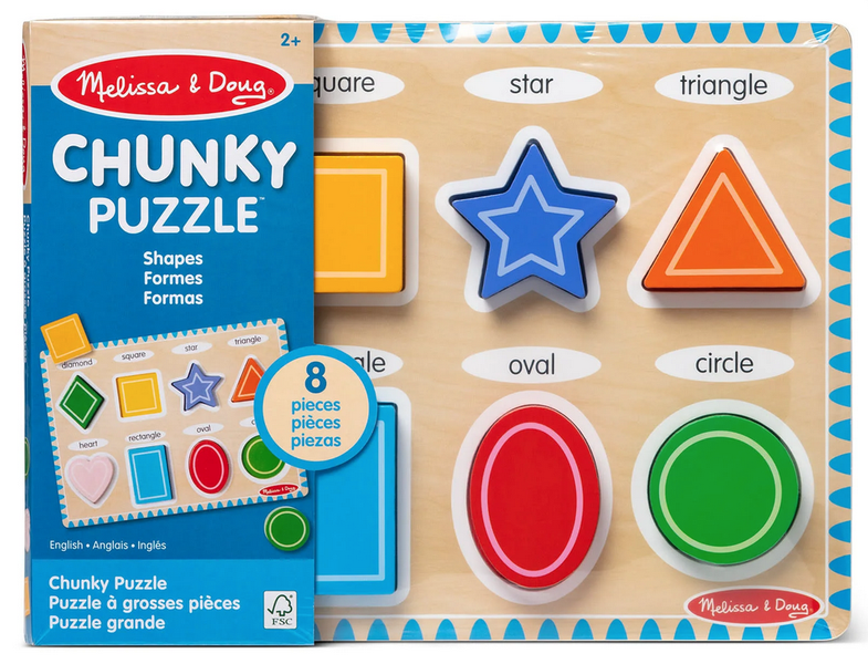 Melissa &amp; Doug Shapes Wooden Chunky Puzzle (8 Piece)