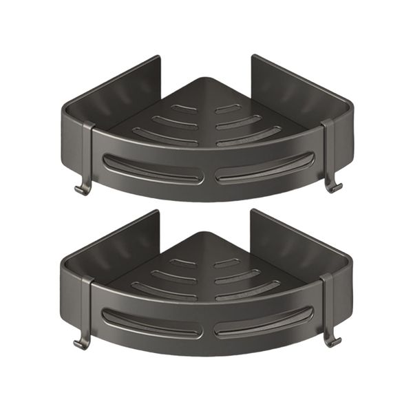 2 Pack Bathroom Corner Shelve Mount-Free Adhesive Triangular Shelves
