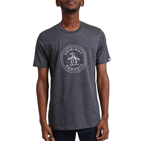 Original Penguin-Circle Logo Tee-Charcoal Melange