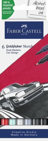 Goldfaber Alcohol Double Tip Sketch Marker, 6ct set, Car Design