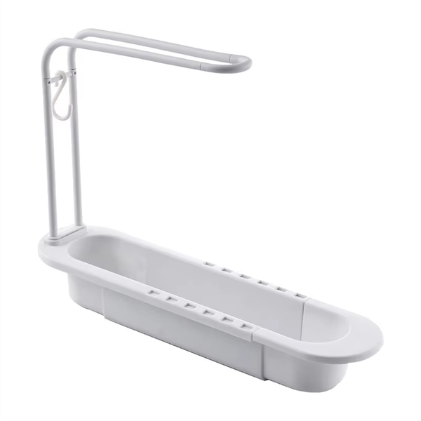 Telescopic Sink Shelf, Water Draining Rack With Soap Sponge Holder