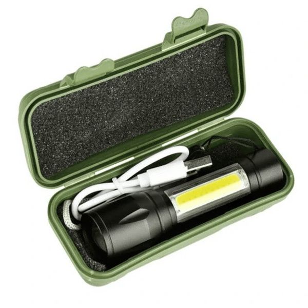 Portable LED Tactical USB Rechargeable Torch - Black