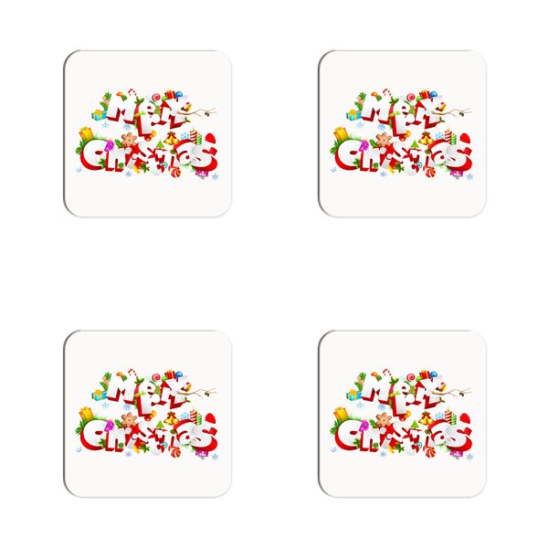 Merry Christmas Busy Coasters - Set of 4