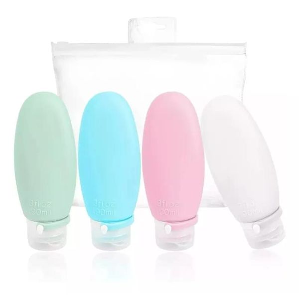 Pack of 4 Silicone Travel Bottles Dispenser Bottle