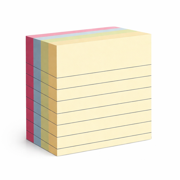 100 Sheets - Horizontal Line Sticky Notes - Multicolour