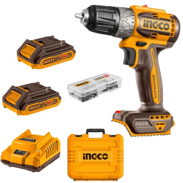 Ingco - 52Nm Lithium-ion Cordless Drill with 2 x 2Ah Battery and Charger