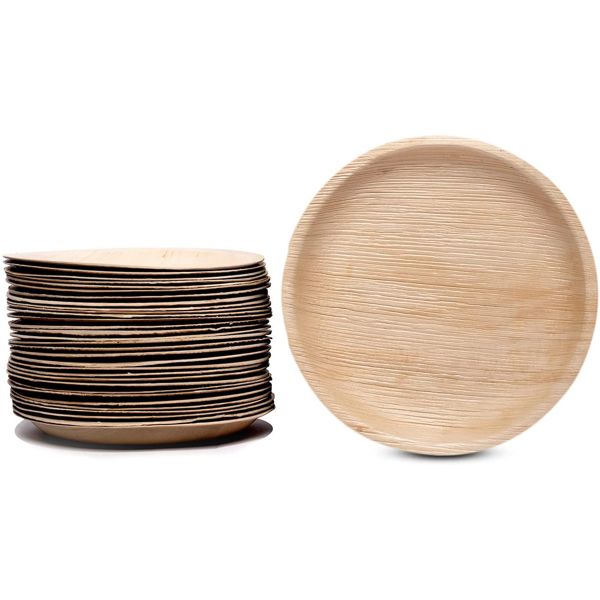 Biodegradable Disposable Palm Leaf Plates (20 8 Inch Round Plates)