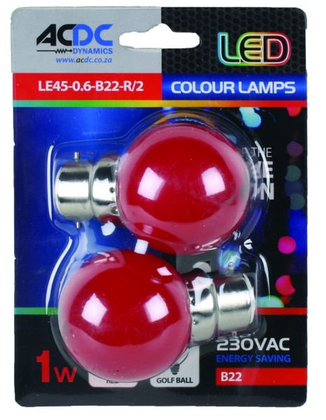 230VAC 1W Red B22 Lamp Ball Type /2