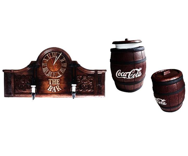 The Bar Clock -2 Optic Liquor Dispenser &amp; Coca-Cola Ice Bucket