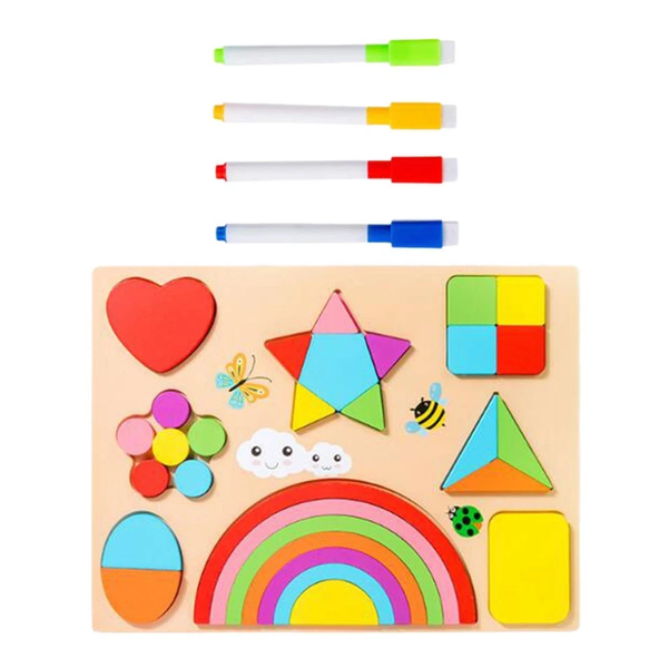 2-in-1 Wooden Puzzle &amp; Whiteboard - Toddler Learning Set