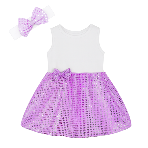 Baby/Toddler/Kids-Sequins Sleeveless Dress &amp; Headband-Purple