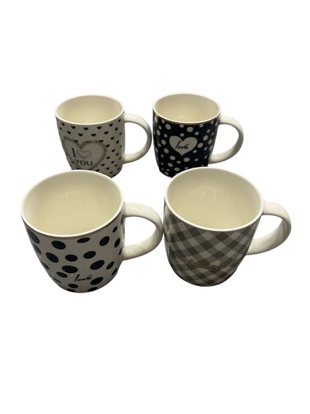 Love You 360ml Ceramic Cup Set of 4