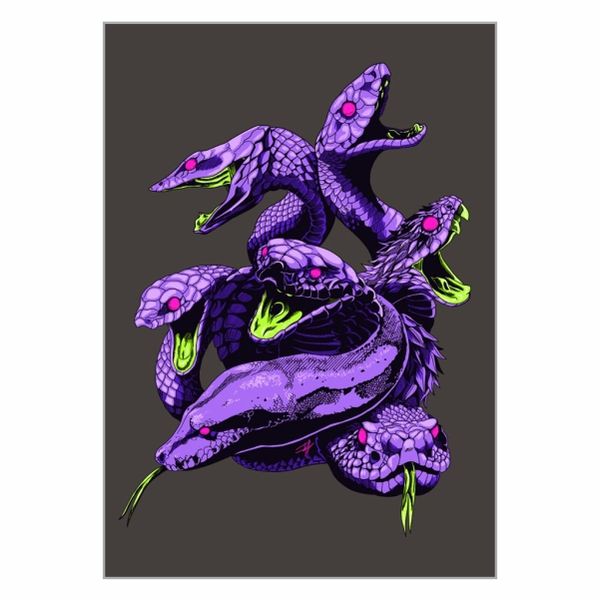 Purple Snake Heads Poster - A1