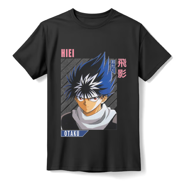 T-Shirt Men Hiei Black Tee-Japanese Anime Character Print