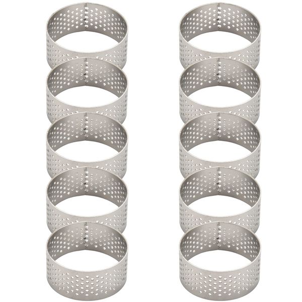 10Pcs 4 5Cm Round Stainless Perforated Seamless Tart Ring With Hole