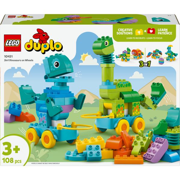 LEGO® DUPLO® Town 3in1 Dinosaurs on Wheels Learn-Through-Play Toddler Toy 10451