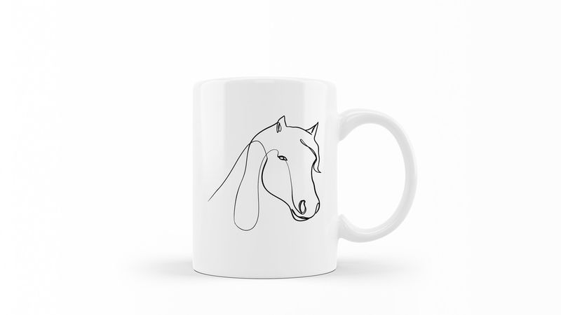 Designer Line Art Coffee Mug - Horse