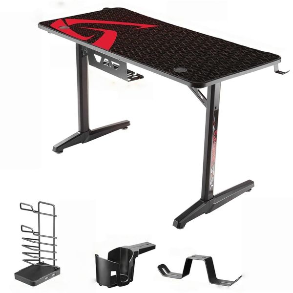 Gaming Desk 120cm, Computer Desk Racing Style with Mouse Pad, Black
