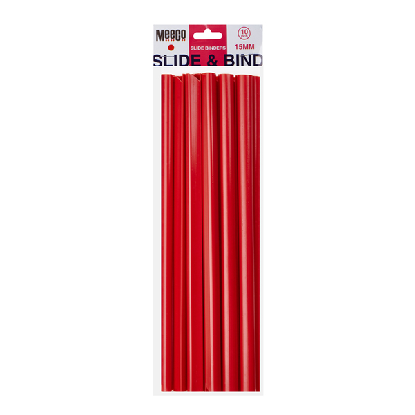 Meeco Slide Binders, 15mm, Red, 10pcs/Pack 2 Packs - 20 Binders
