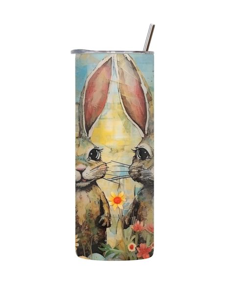 Pair 20 Oz Tumbler with Lid and Straw Easter Graphic Design Present 083