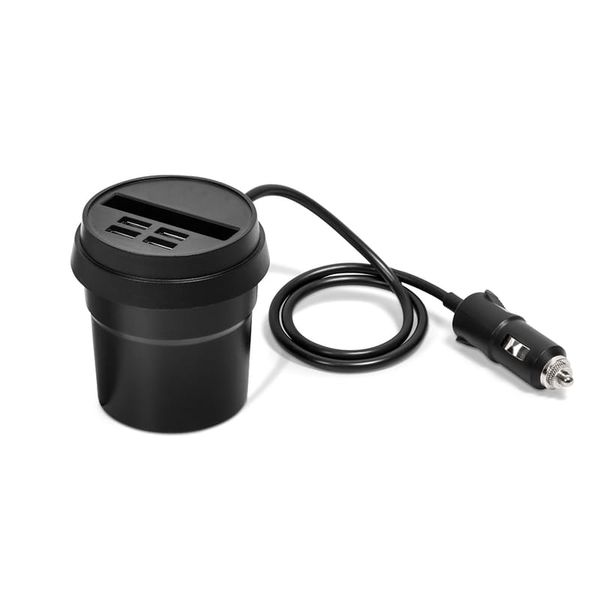 ZF 4-Port Vehicle Cup SHAPED Charging Hub with Storage Slot for Cards
