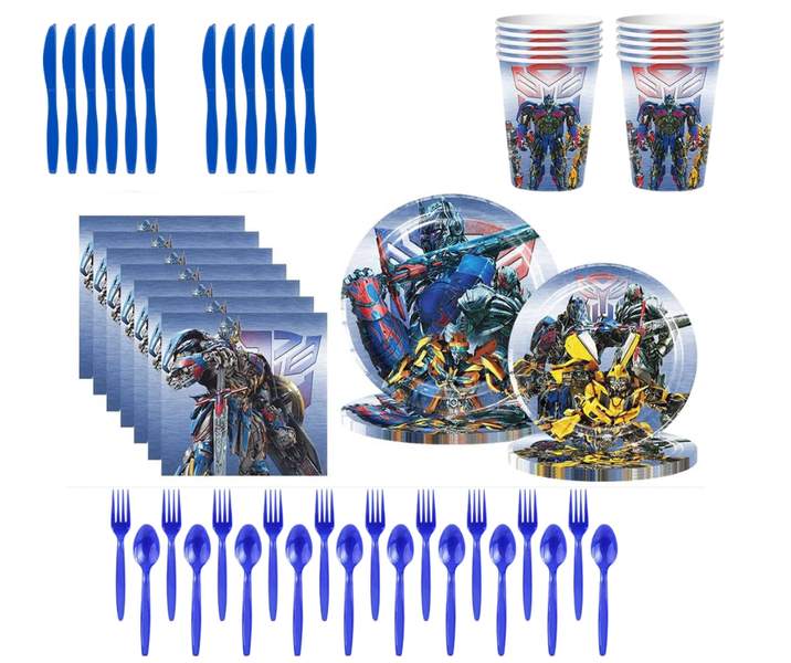 Transformer Robot Theme Party Disposable Tableware Set Boys Kids Plate Cup