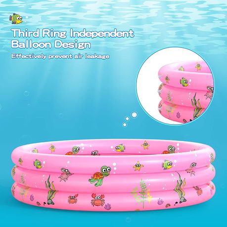 Inflatable Pool For Kids, Swimming Pool, Blow Up 3 Rings Round