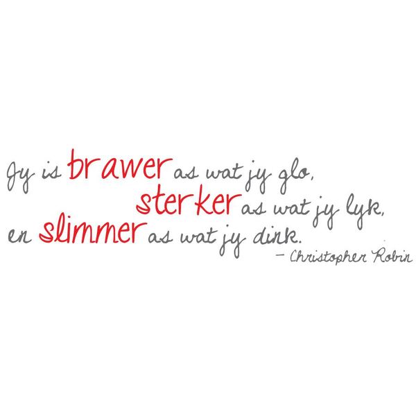 Fantastick - Christopher Robin Vinyl Quote in Afrikaans - Charcoal &amp; pink