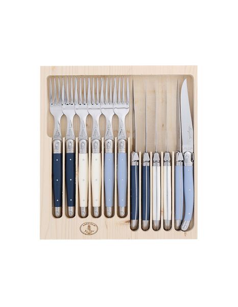 Laguiole By Jean Dubost 12 Piece Cutlery Atelier Blue in WoodTray